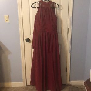 Azazie formal/bridesmaid dress in burgundy color.